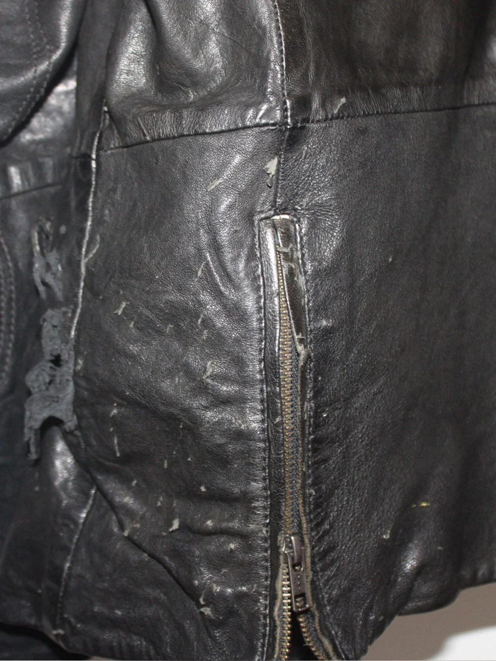 VINTAGE thrifted Diesel Men's Black Distressed Leather Jacket